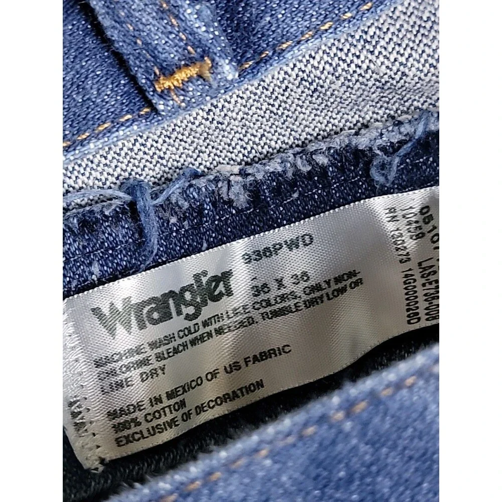 Vintage Wrangler Jeans‎ Mens 36x34 Straight 936 DEN Blue Cotton Western 90s